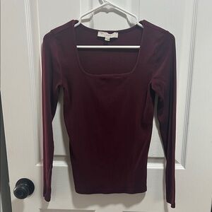 LOFT Burgandy Long Sleeve Top